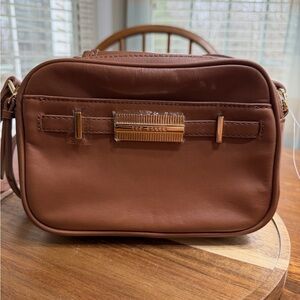 Ted Baker Brown Leather Crossbody Bag with Gold Hardware